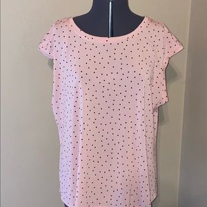 Pink polka dot cap sleeve blouse sz Xl
